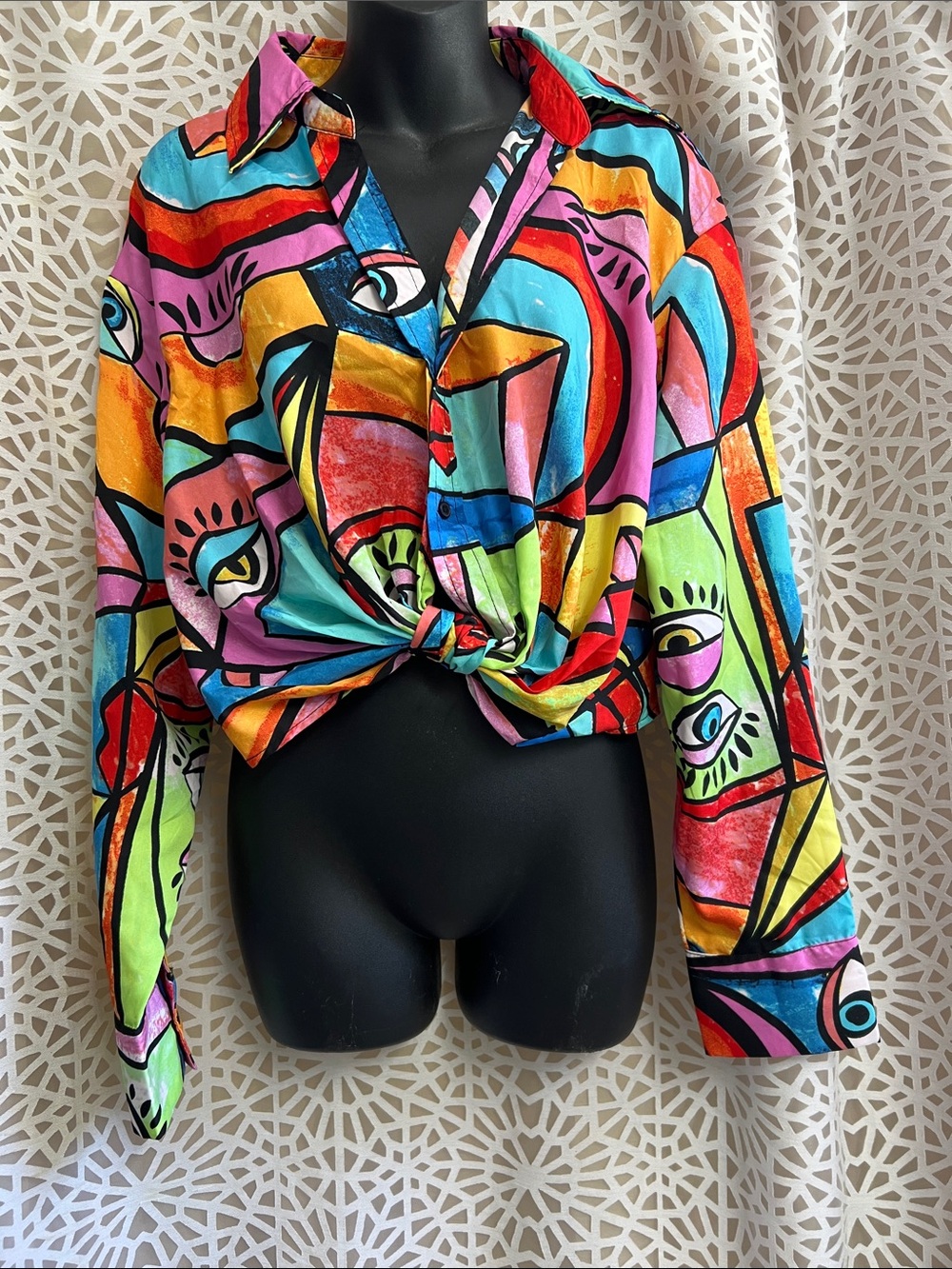 Live 4 Truth Vibrant Multicolor Abstract Knot-Front Button-Down Shirt